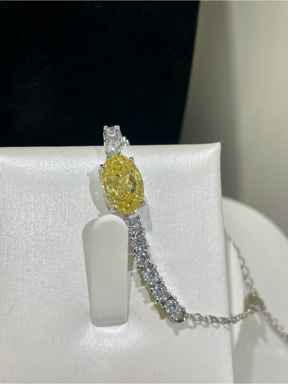 Yellow Oval Center Stone Tennis Bracelet